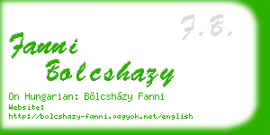 fanni bolcshazy business card